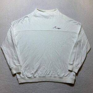 ROXY White High-Collar Long Sleeve Sweatshirt Red Embroidered Logo Size Small